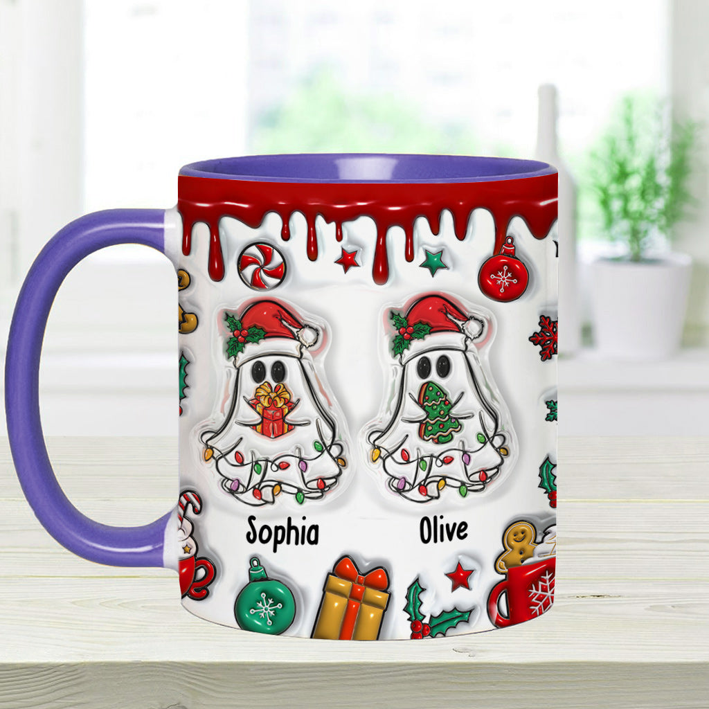 Lustige Weihnachtstasse mit Geisterfreunden-Motiv – personalisierte Tasse mit dem Aufdruck „Beste Freundin“