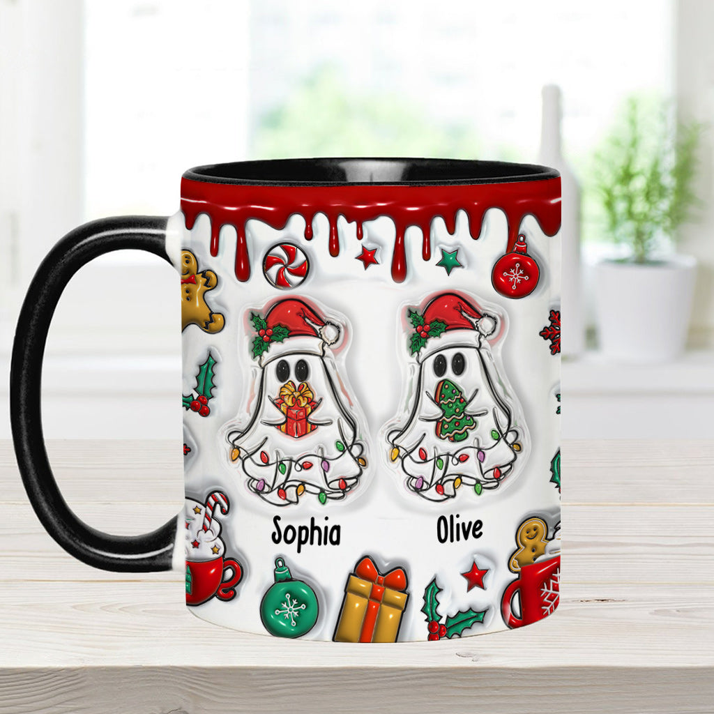 Lustige Weihnachtstasse mit Geisterfreunden-Motiv – personalisierte Tasse mit dem Aufdruck „Beste Freundin“