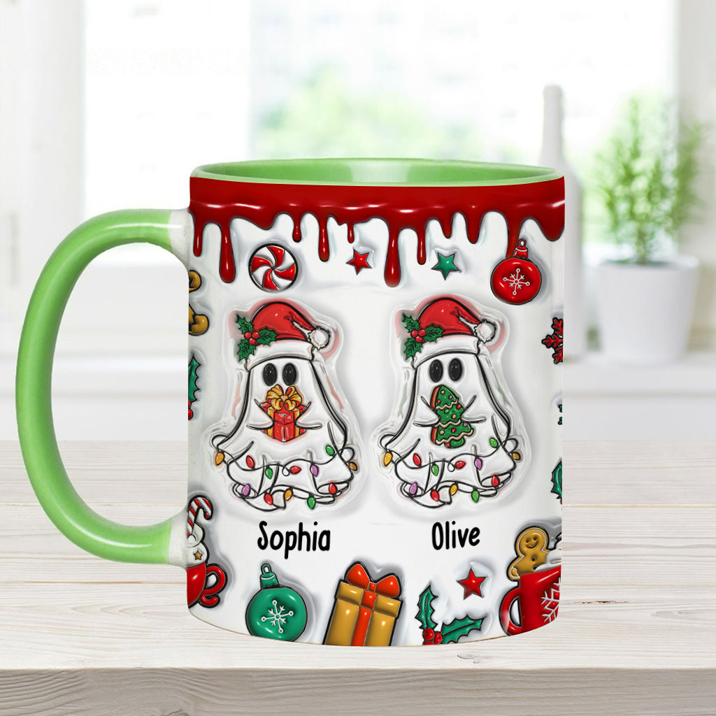 Lustige Weihnachtstasse mit Geisterfreunden-Motiv – personalisierte Tasse mit dem Aufdruck „Beste Freundin“