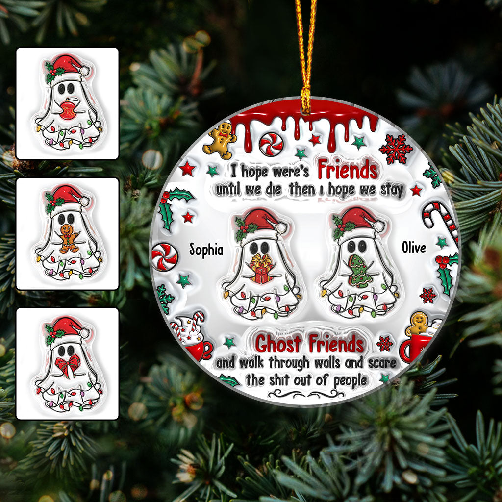 Lustige Weihnachtsdekoration mit Geisterfreunden – Personalisierter Weihnachtsschmuck für beste Freundinnen