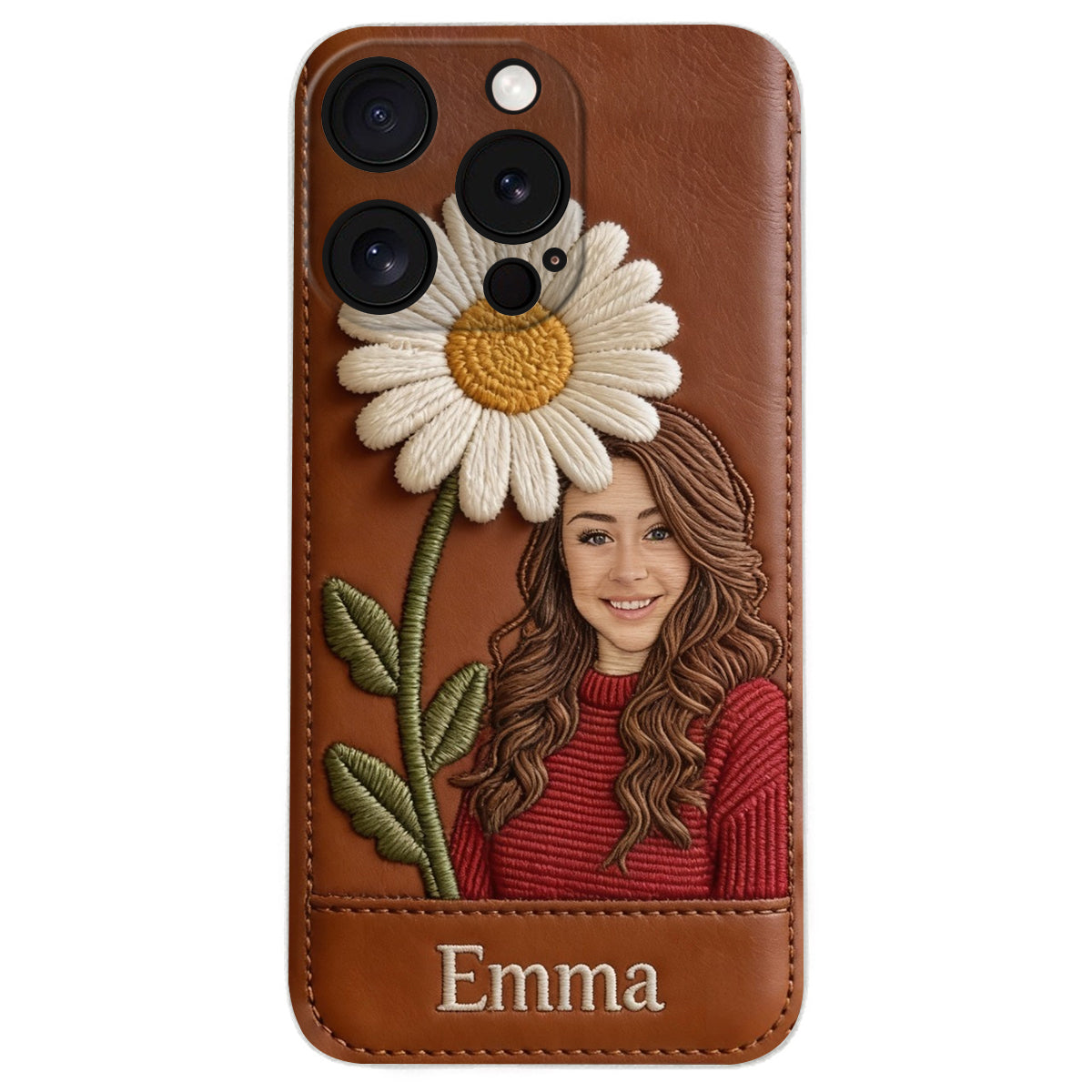 Custom Any Photo Birthmonth Flower - Personalized Self Love Leather Phone Case