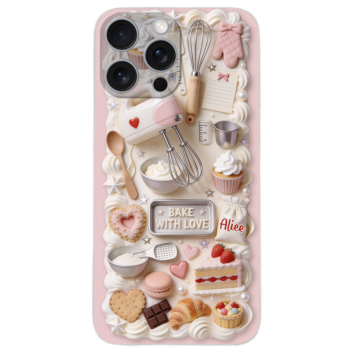 Bake With Love - Personalized Baking 3D Embossed Leather Phone Case