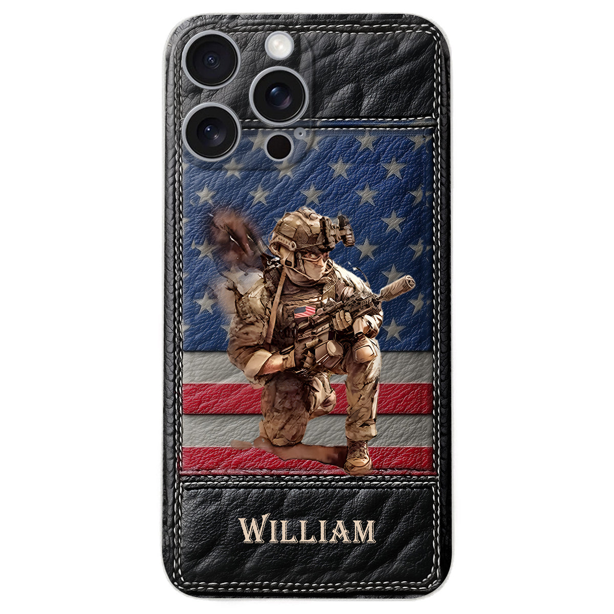Military Art - Personalized Veteran Leather Phone Case