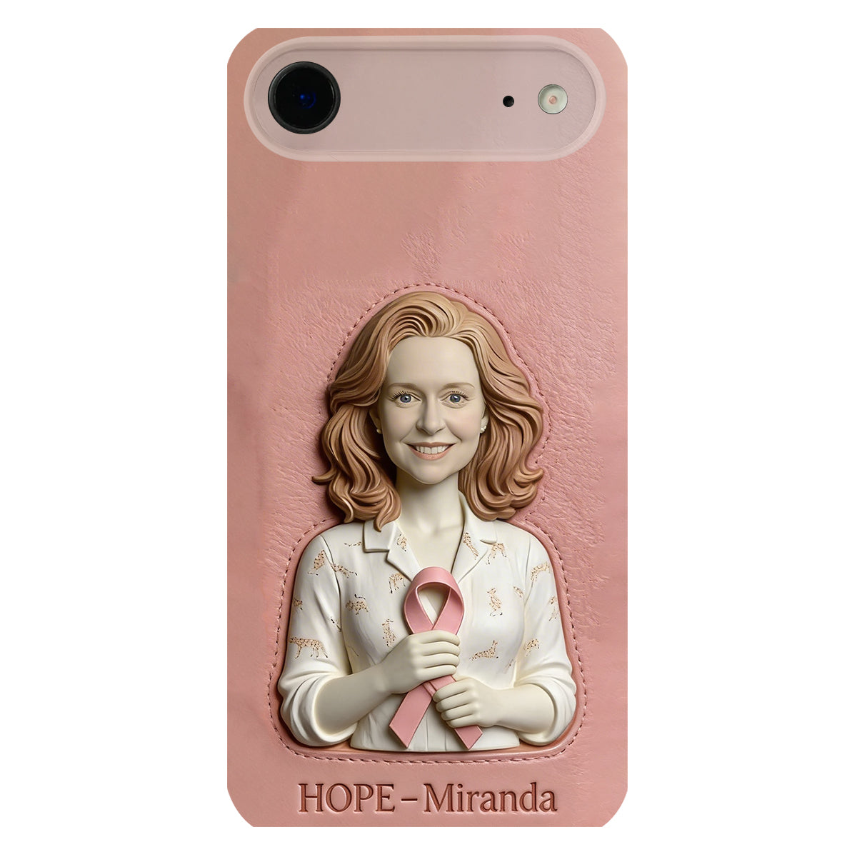 Hope - Personalized Breast Cancer Awareness 3D Embossed Leather Phone Case