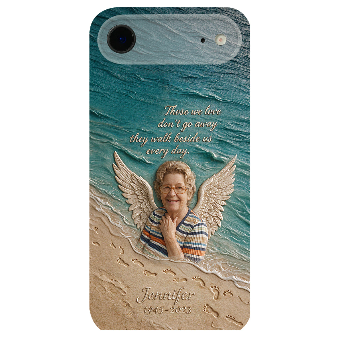 They Walk Beside Us - Personalized Memorial 3D Embossed Leather Phone Case