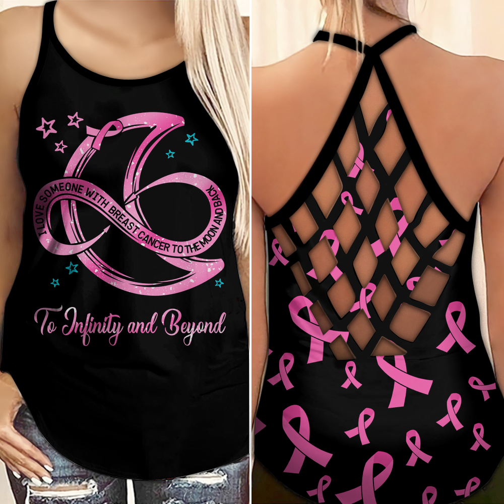 Ich liebe jemanden mit Brustkrebs - Tanktop mit Kreuzmotiv zur Sensibilisierung für Brustkrebs 0722