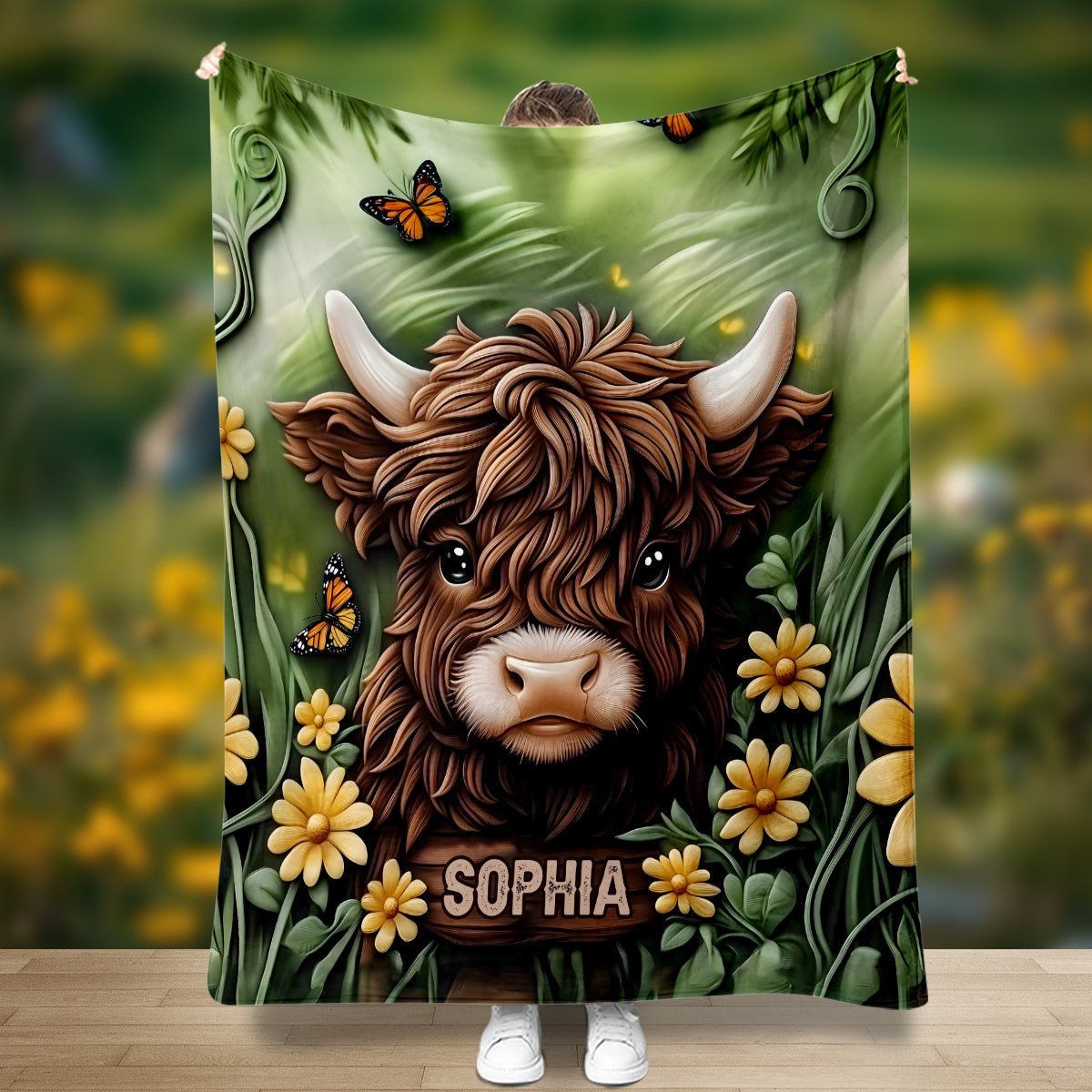 Baby Highland Cow - Personalisierte Decke
