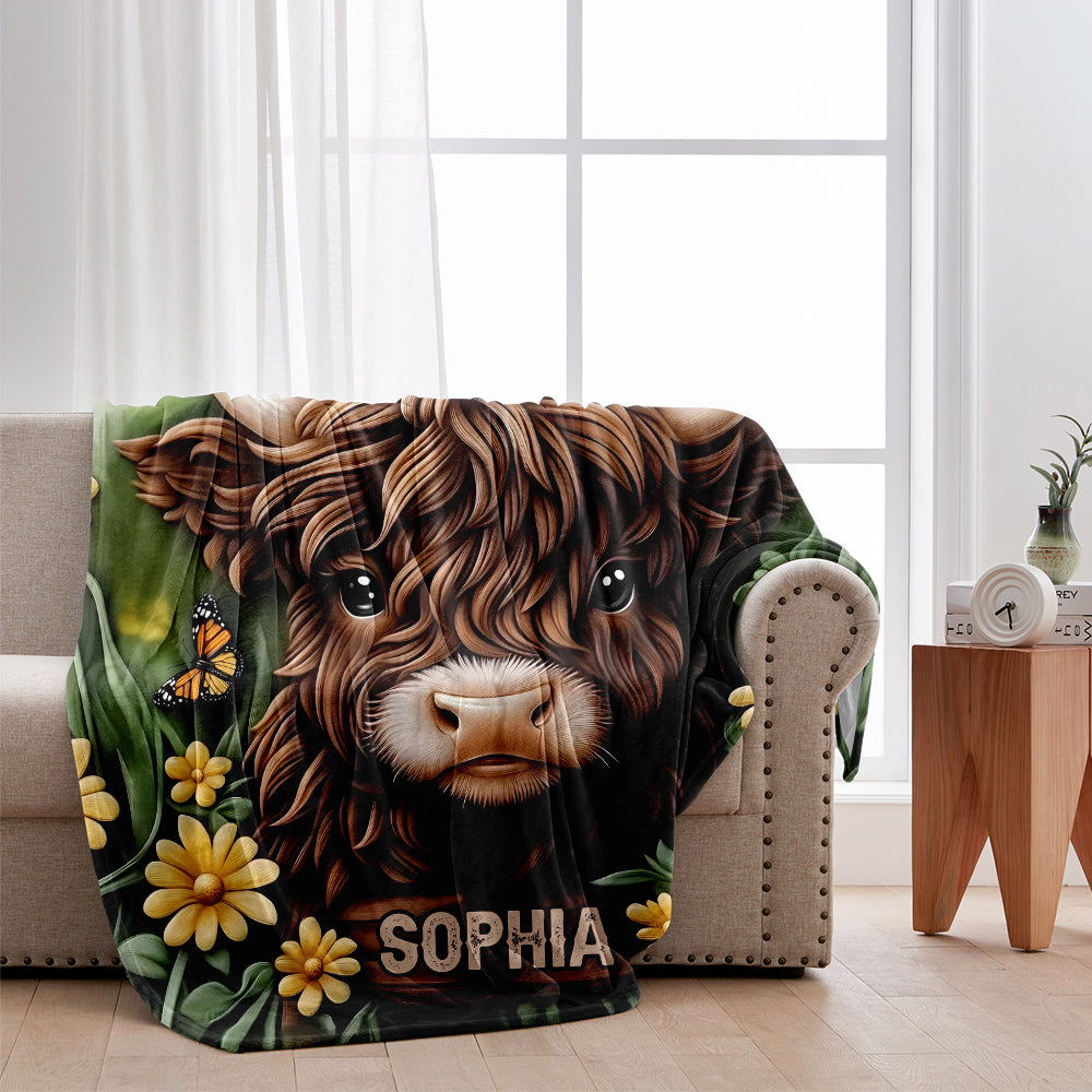 Baby Highland Cow - Personalisierte Decke