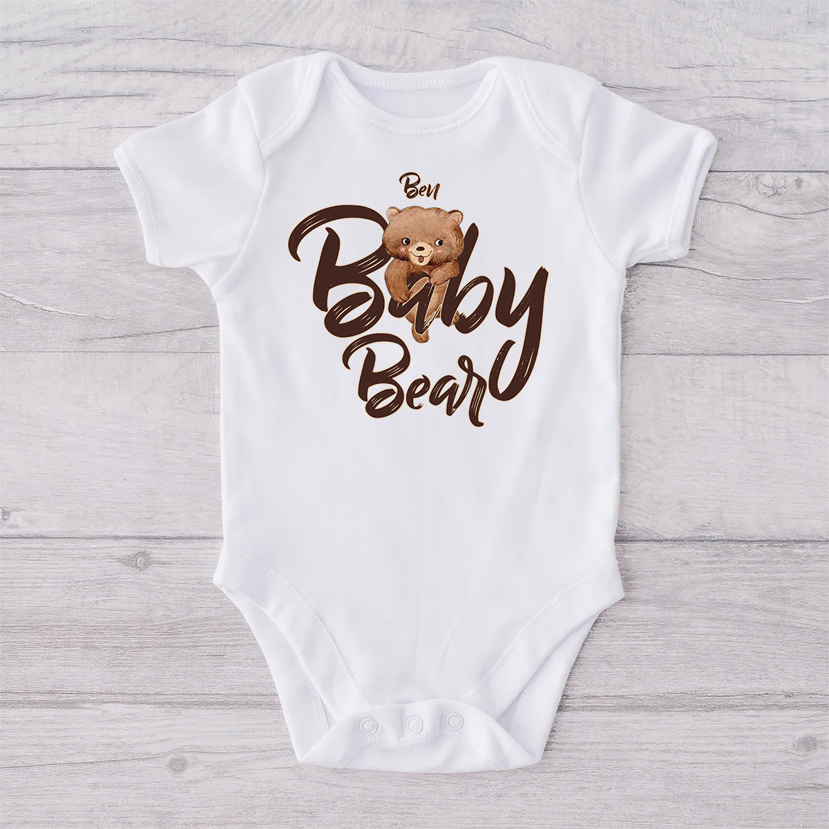 Papa Bear Baby Bear - Personalized Father T-shirt And Baby Onesie