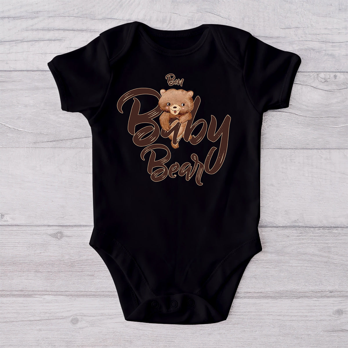 Papa Bear Baby Bear - Personalized Father T-shirt And Baby Onesie