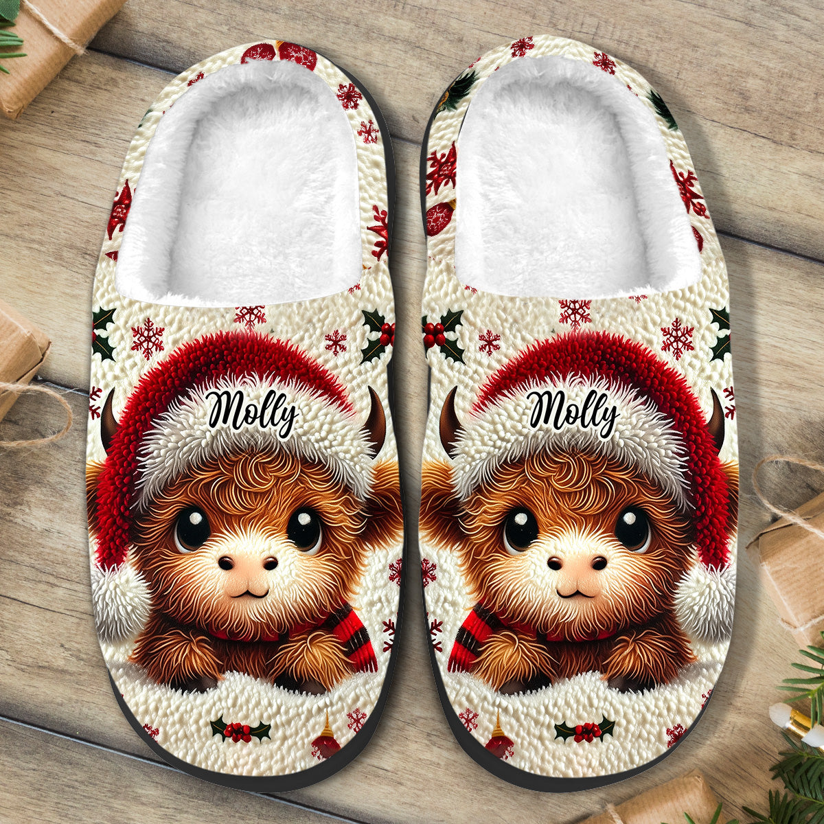 Wunderschönes Hochlandkalb - personalisierte Hausschuhe