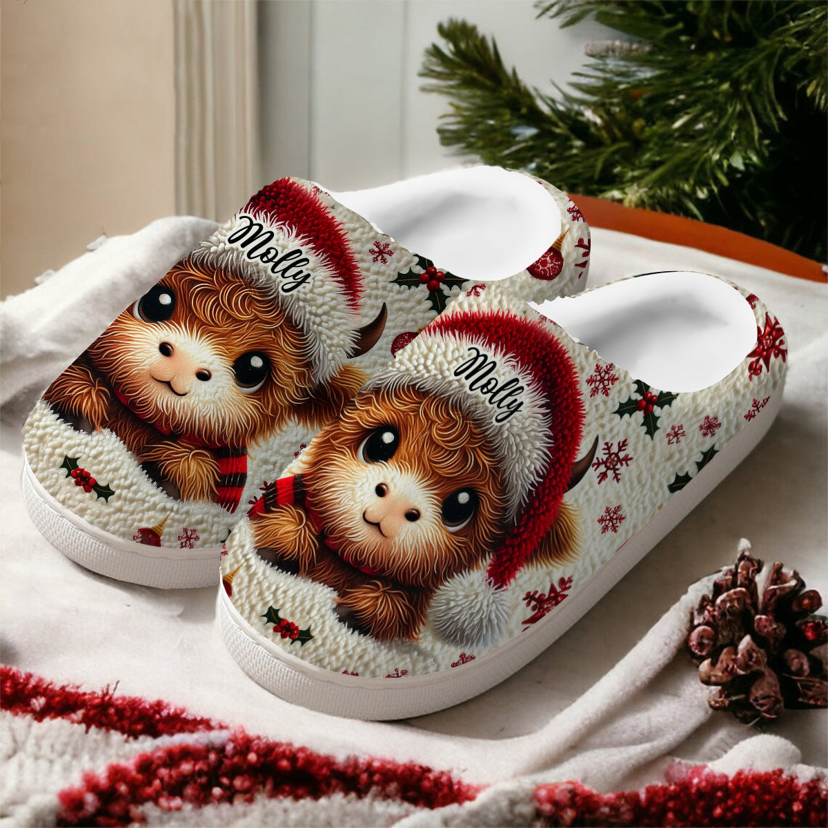 Wunderschönes Hochlandkalb - personalisierte Hausschuhe