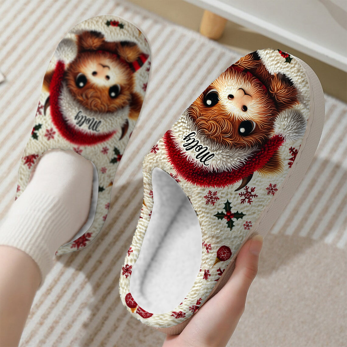 Wunderschönes Hochlandkalb - personalisierte Hausschuhe