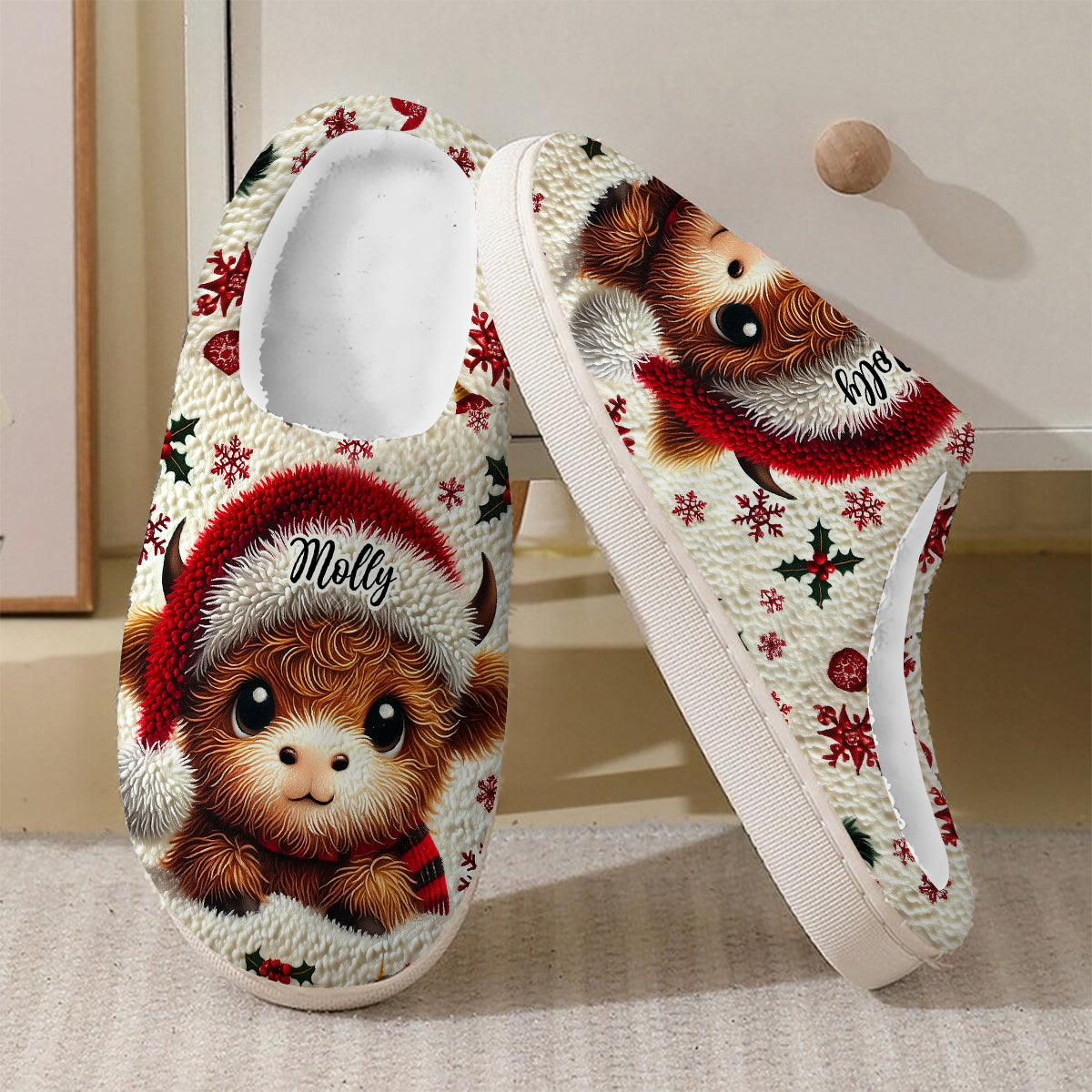 Wunderschönes Hochlandkalb - personalisierte Hausschuhe