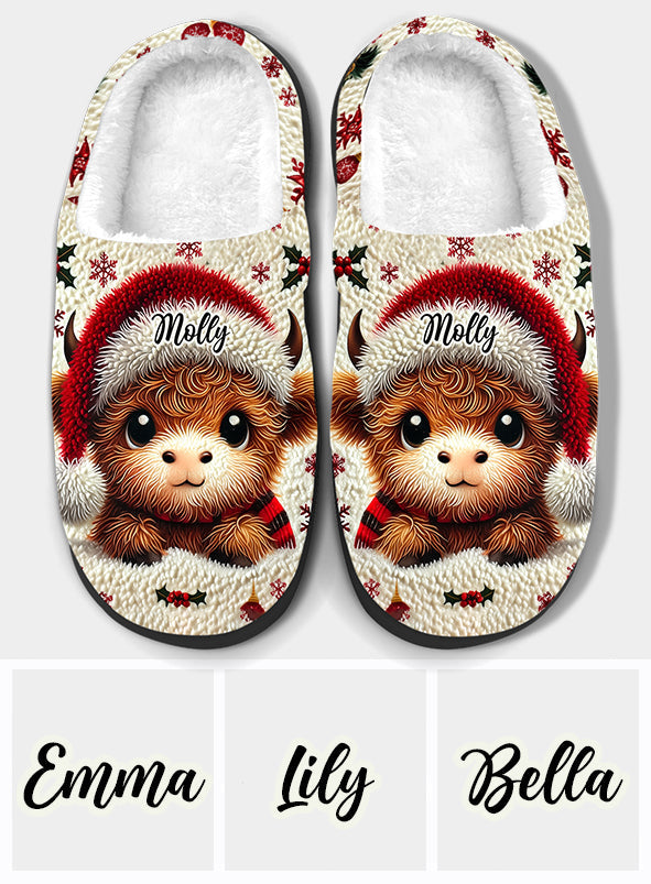 Wunderschönes Hochlandkalb - personalisierte Hausschuhe