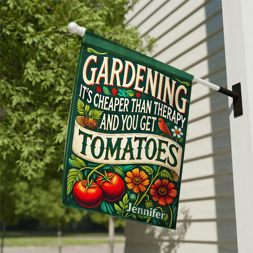 Gärtnern ist günstiger als Therapie und man bekommt Tomaten – personalisierte Gartenflagge