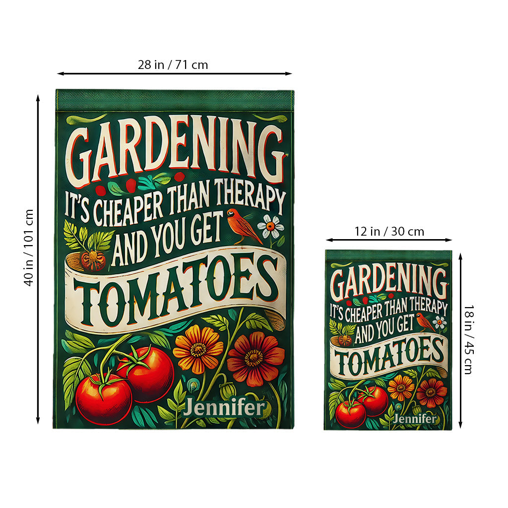Gärtnern ist günstiger als Therapie und man bekommt Tomaten – personalisierte Gartenflagge