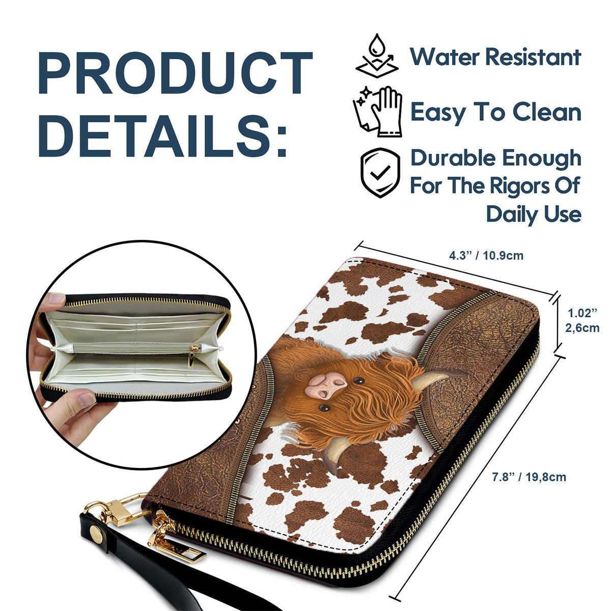 Einfach ein Mädchen, das Hochlandrinder liebt – Personalisierte lange Ledergeldbörse