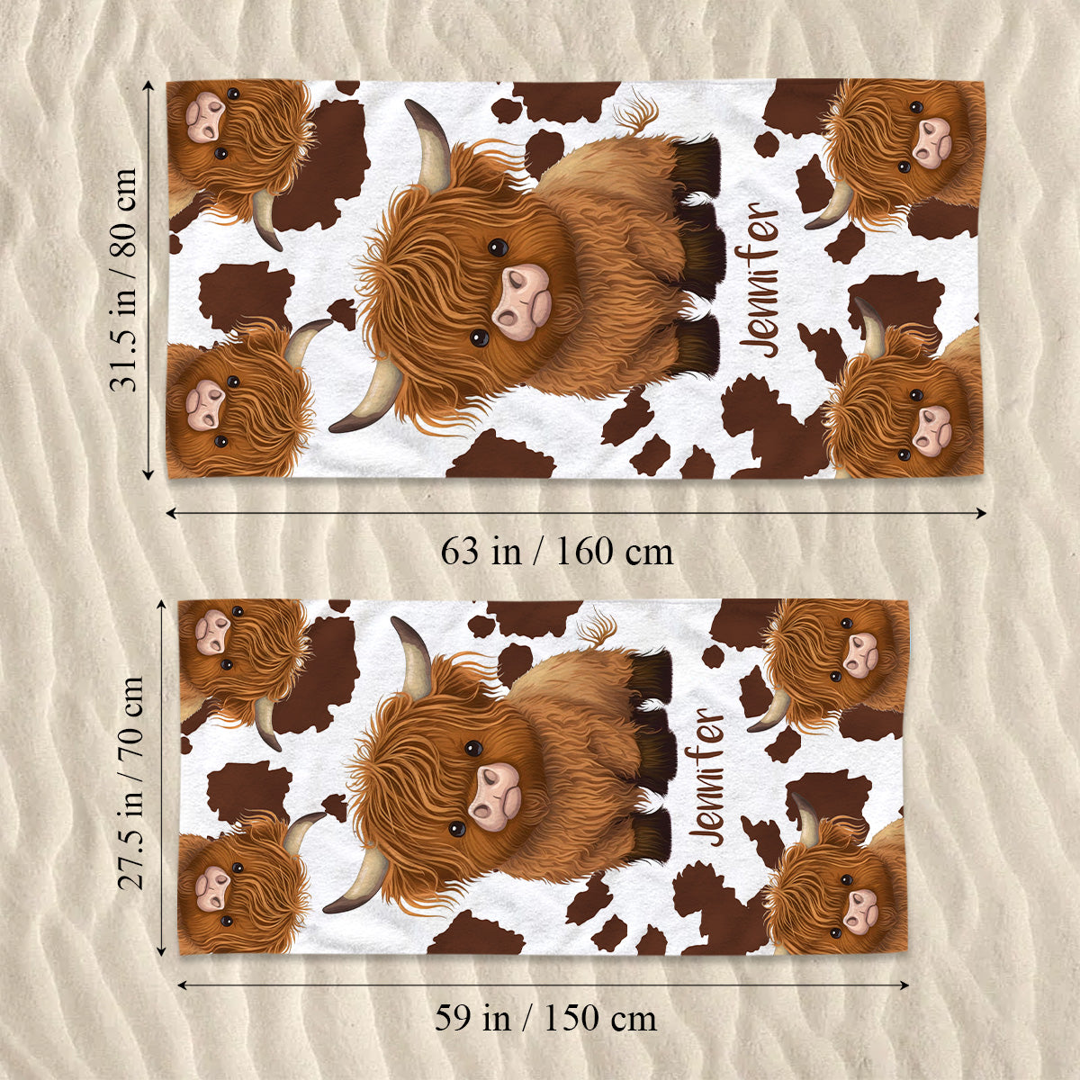 Einfach ein Mädchen, das Hochlandrinder liebt – Personalisiertes, schnelltrocknendes Strand-/Badetuch