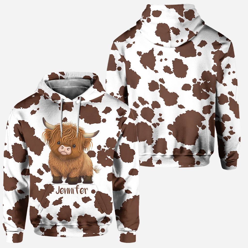 Einfach ein Mädchen, das Hochlandrinder liebt – Personalisierter Hoodie und Leggings mit Hochlandrind-Motiv