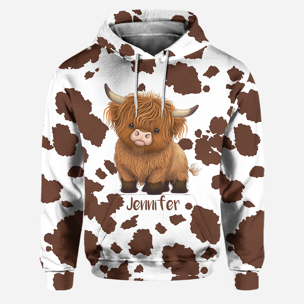 Einfach ein Mädchen, das Hochlandrinder liebt – Personalisierter Hoodie und Leggings mit Hochlandrind-Motiv