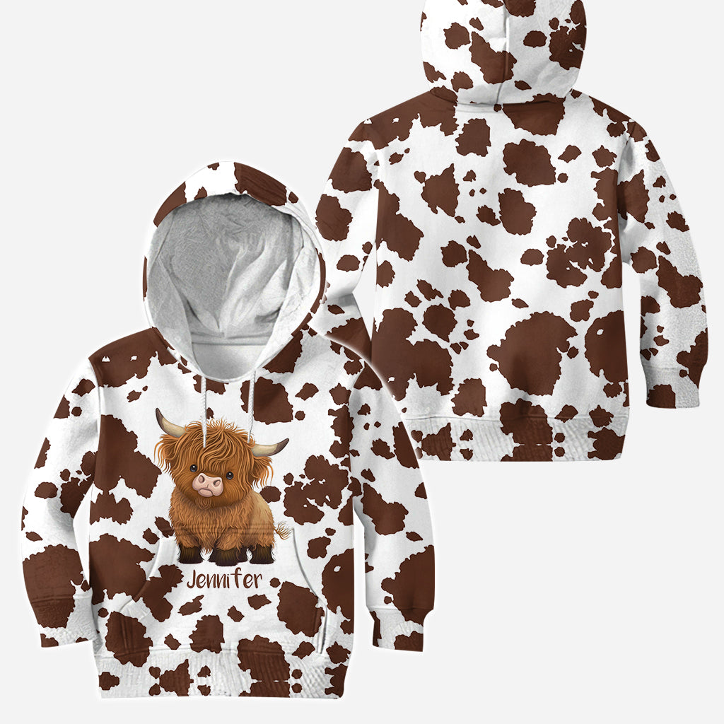 Einfach ein Mädchen, das Hochlandrinder liebt – Personalisierter Hoodie und Leggings mit Hochlandrind-Motiv