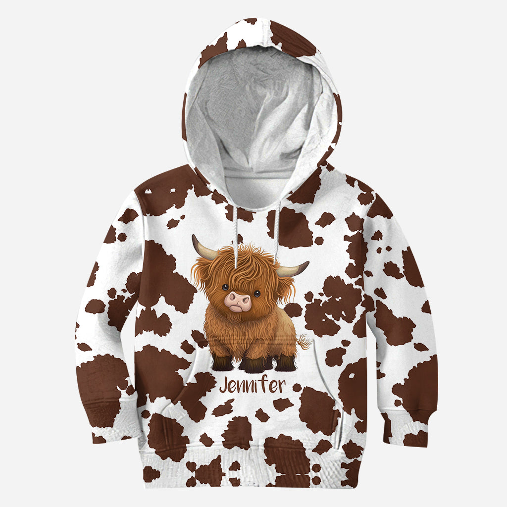 Einfach ein Mädchen, das Hochlandrinder liebt – Personalisierter Hoodie und Leggings mit Hochlandrind-Motiv