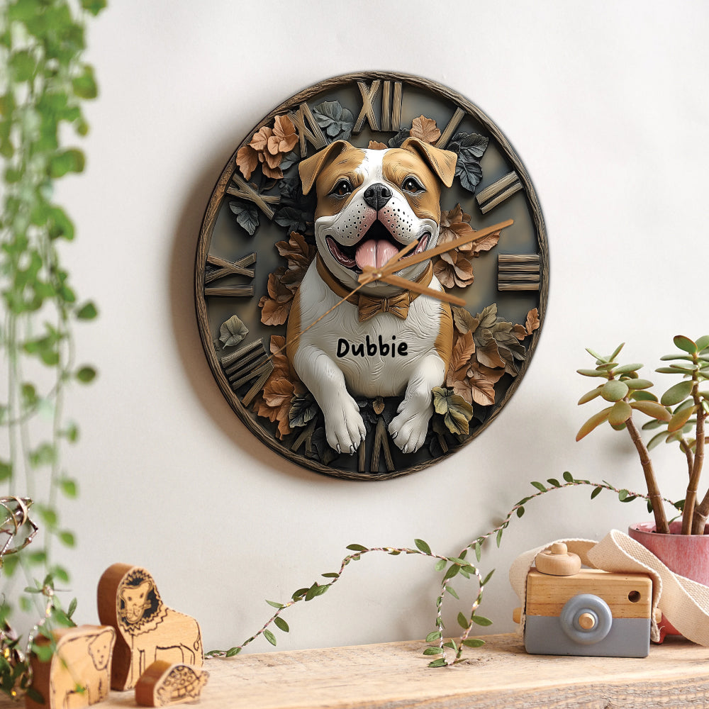 Smile Pitbull - Personalisierte Pitbull-Wanduhr