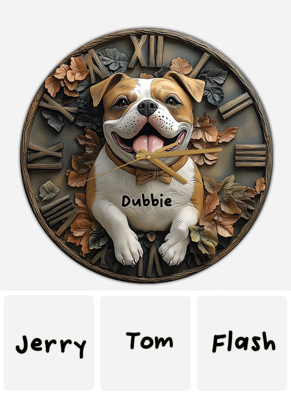 Smile Pitbull - Personalisierte Pitbull-Wanduhr