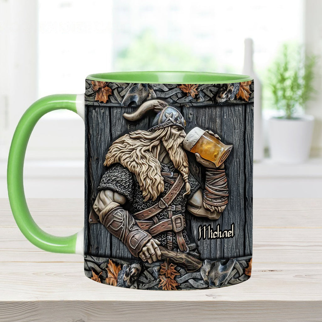 Viking Drinking Beer - Personalized Viking Accent Mug
