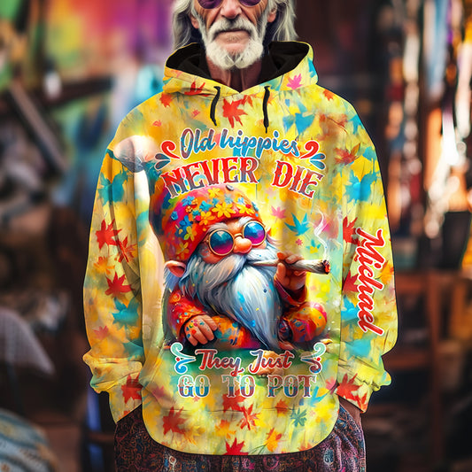 Old Hippies Never Die They Just Go To Pot - Personalized Hippie All Over Shirt