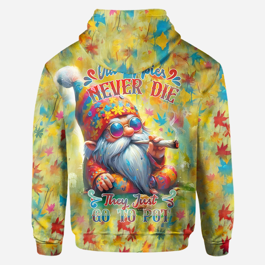Old Hippies Never Die They Just Go To Pot - Personalized Hippie All Over Shirt
