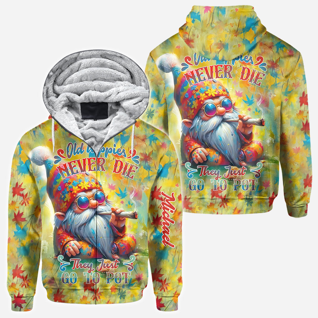 Old Hippies Never Die They Just Go To Pot - Personalized Hippie All Over Shirt