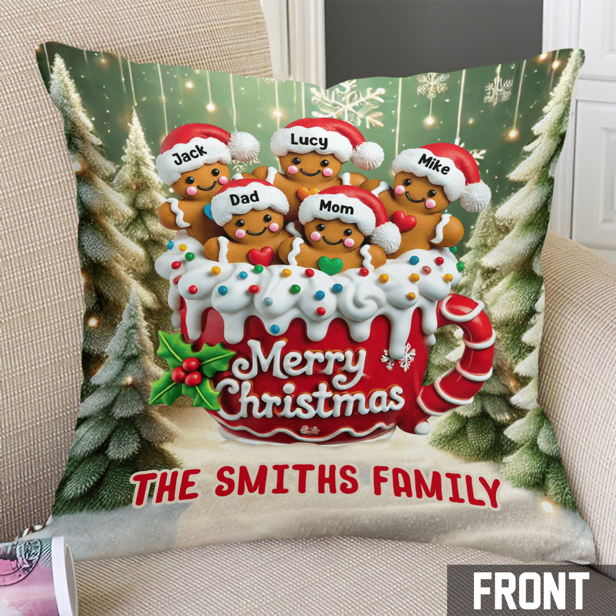 Merry Christmas 2024 - Personalized Family Throw Pillow