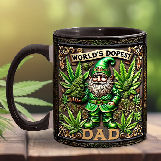 Der coolste Papa der Welt – personalisierte Tasse mit Cannabis-Motiv