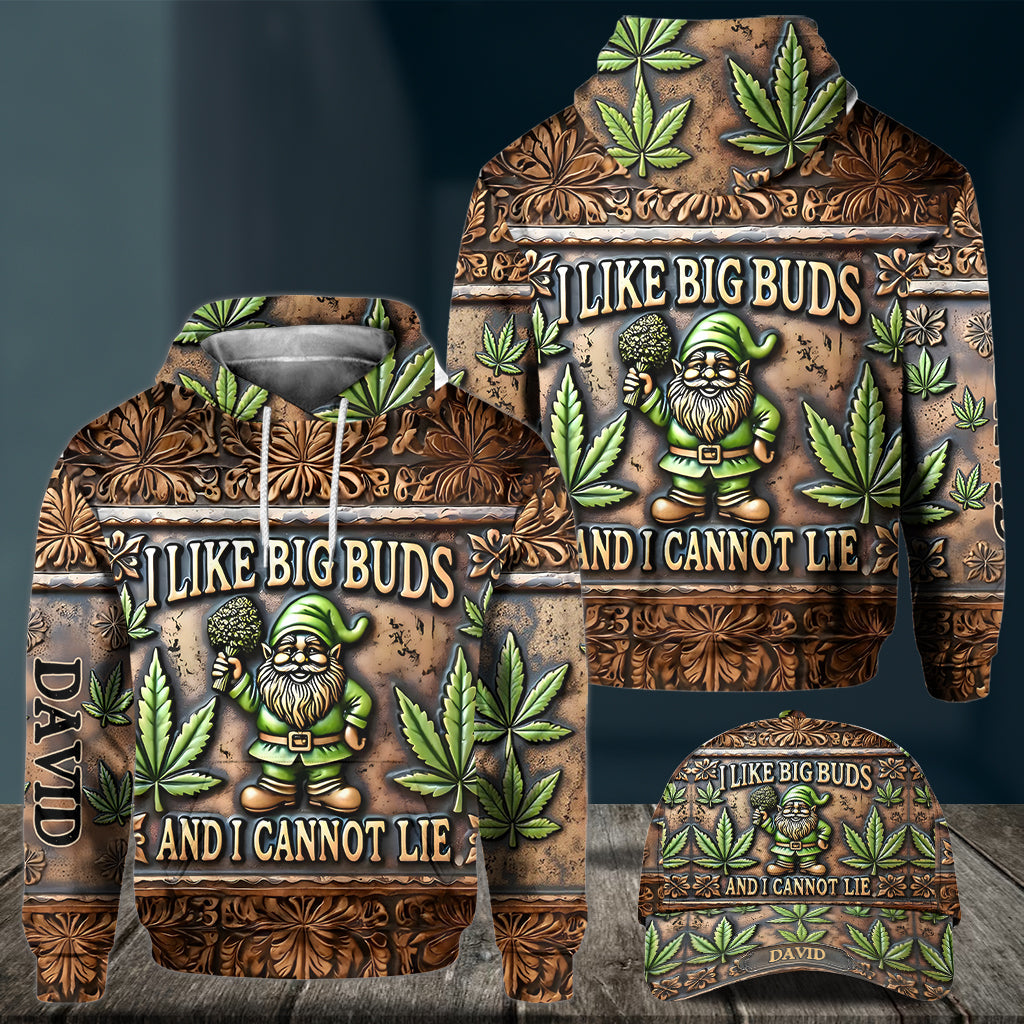 Ich mag große Buds – Personalisierter Hoodie mit Weed-Allover-Print & Klassische Kappe
