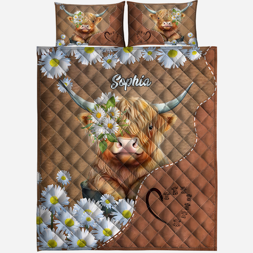 Love Highland Cows - Personalized Quilt Set