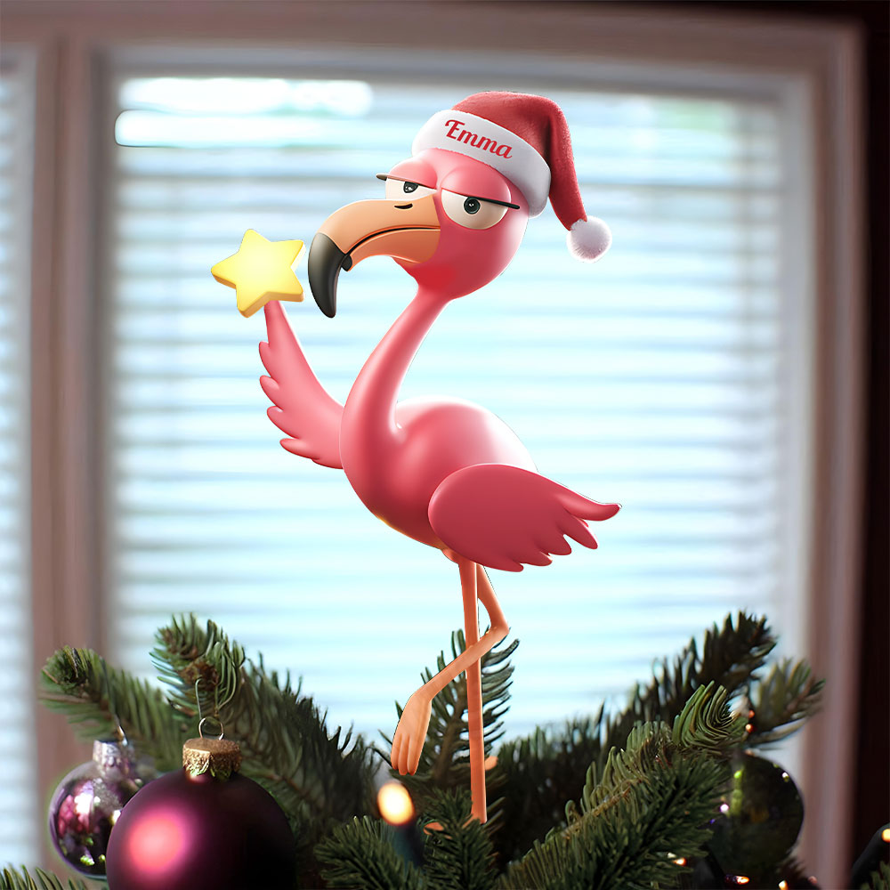 Funny Falmingo - Personalized Flamingo Tree Topper