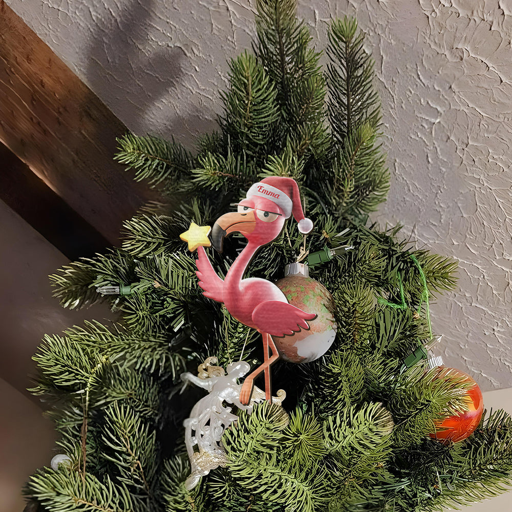 Funny Falmingo - Personalized Flamingo Tree Topper