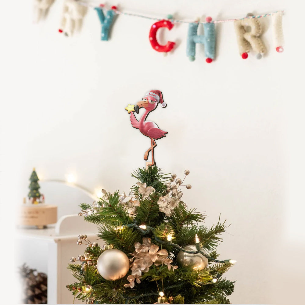 Funny Falmingo - Personalized Flamingo Tree Topper