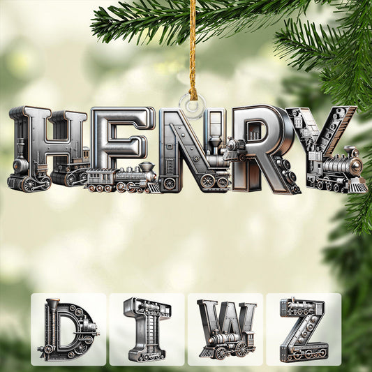 Zug-Alphabetbuchstabe - Personalisierter transparenter Kinderanhänger