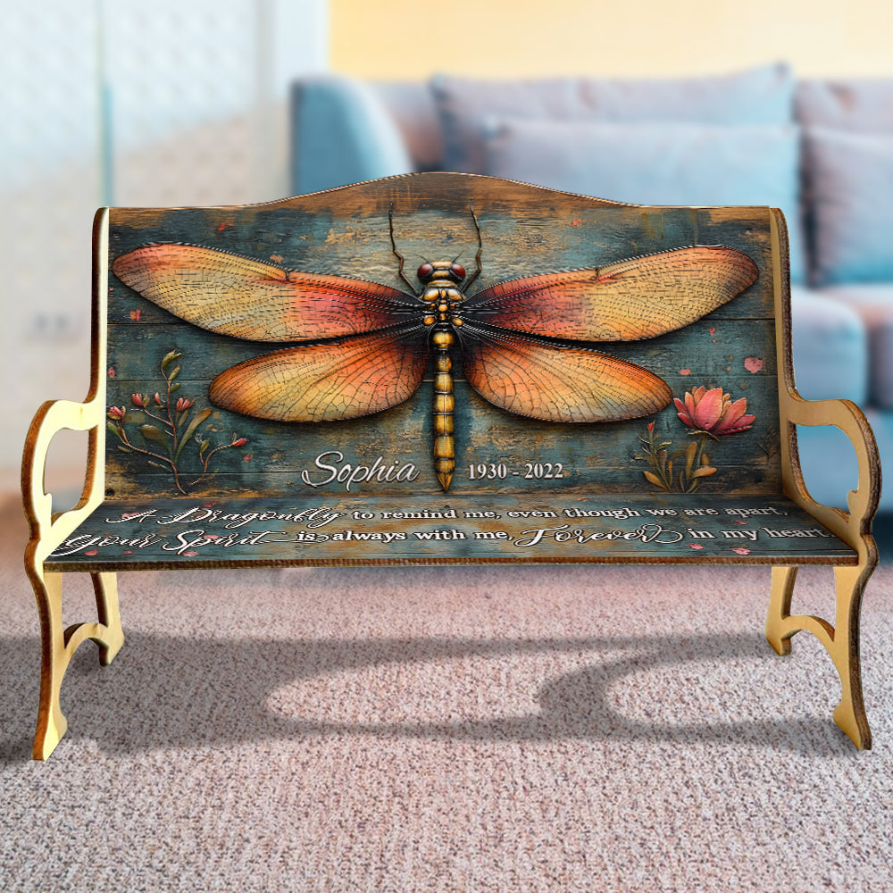 A Dragonfly To Remind Me Of You - Personalized Memorial Wooden Bench