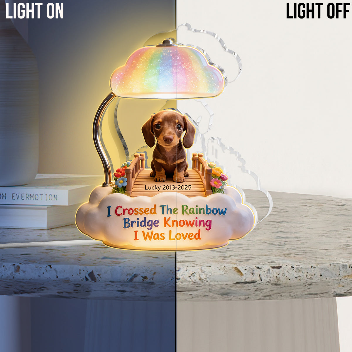 I Crossed The Rainbow Bridge - Personalized Siberian Husky Acrylic LED Night Light