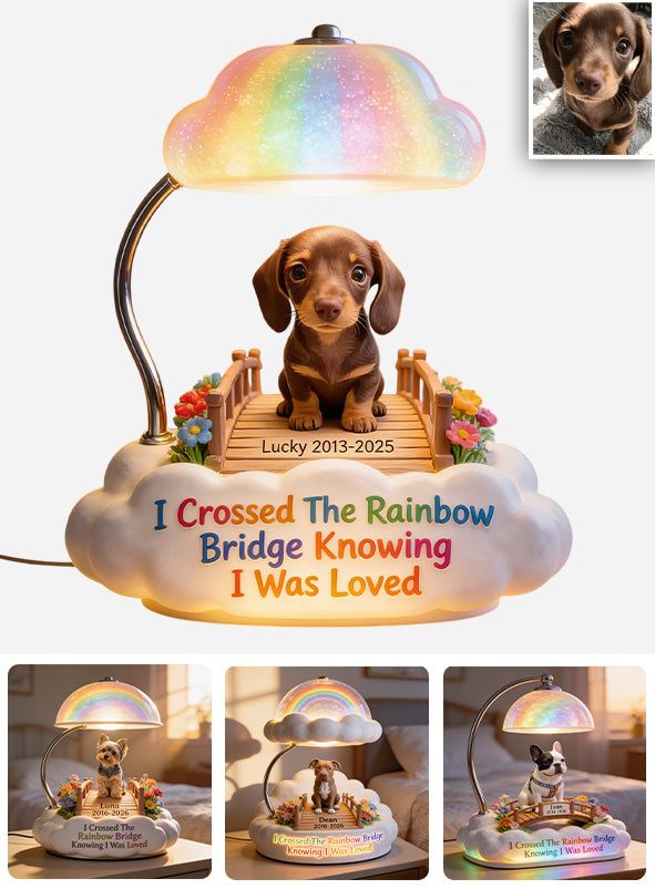 I Crossed The Rainbow Bridge - Personalized Red Dachshund Acrylic LED Night Light
