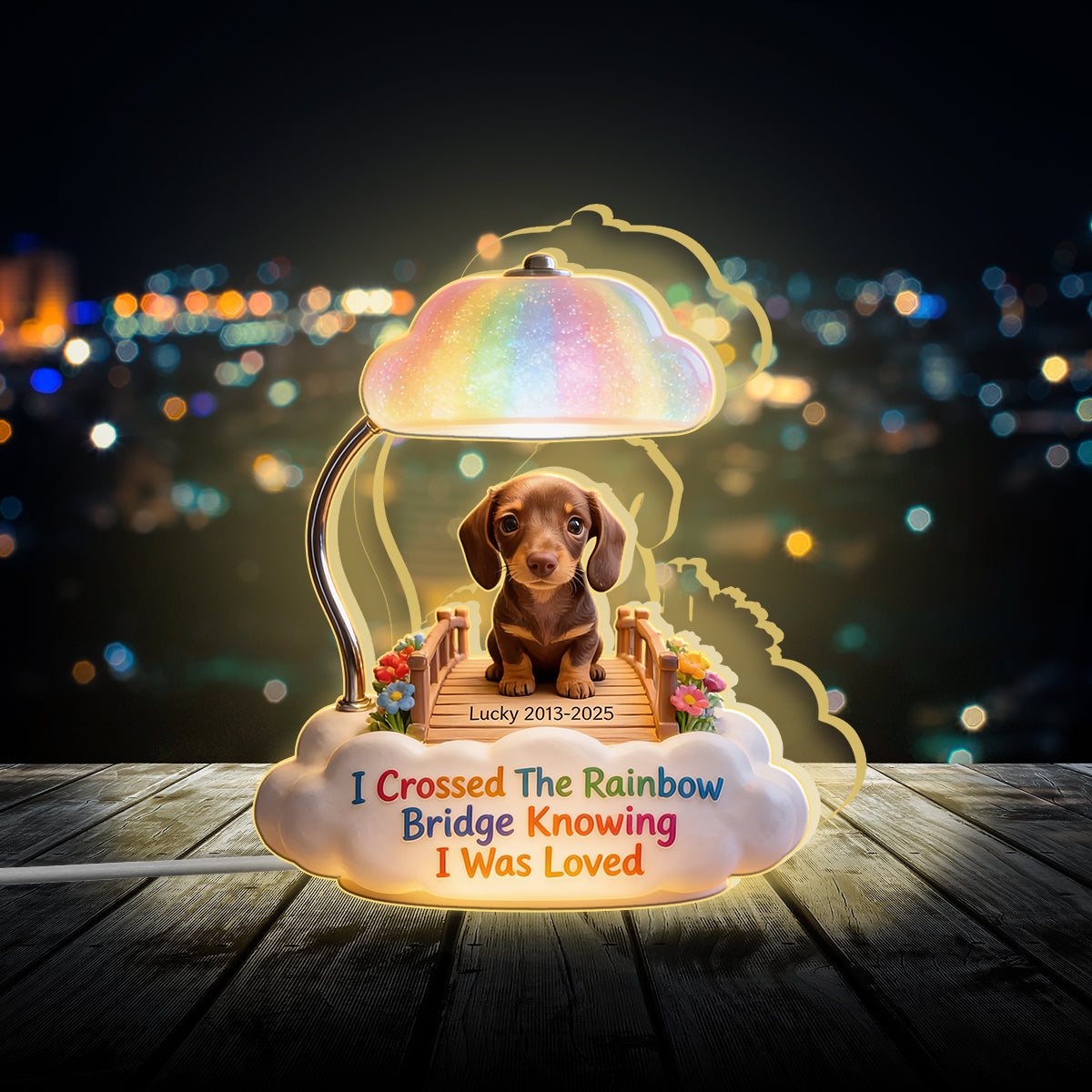 I Crossed The Rainbow Bridge - Personalized Siberian Husky Acrylic LED Night Light