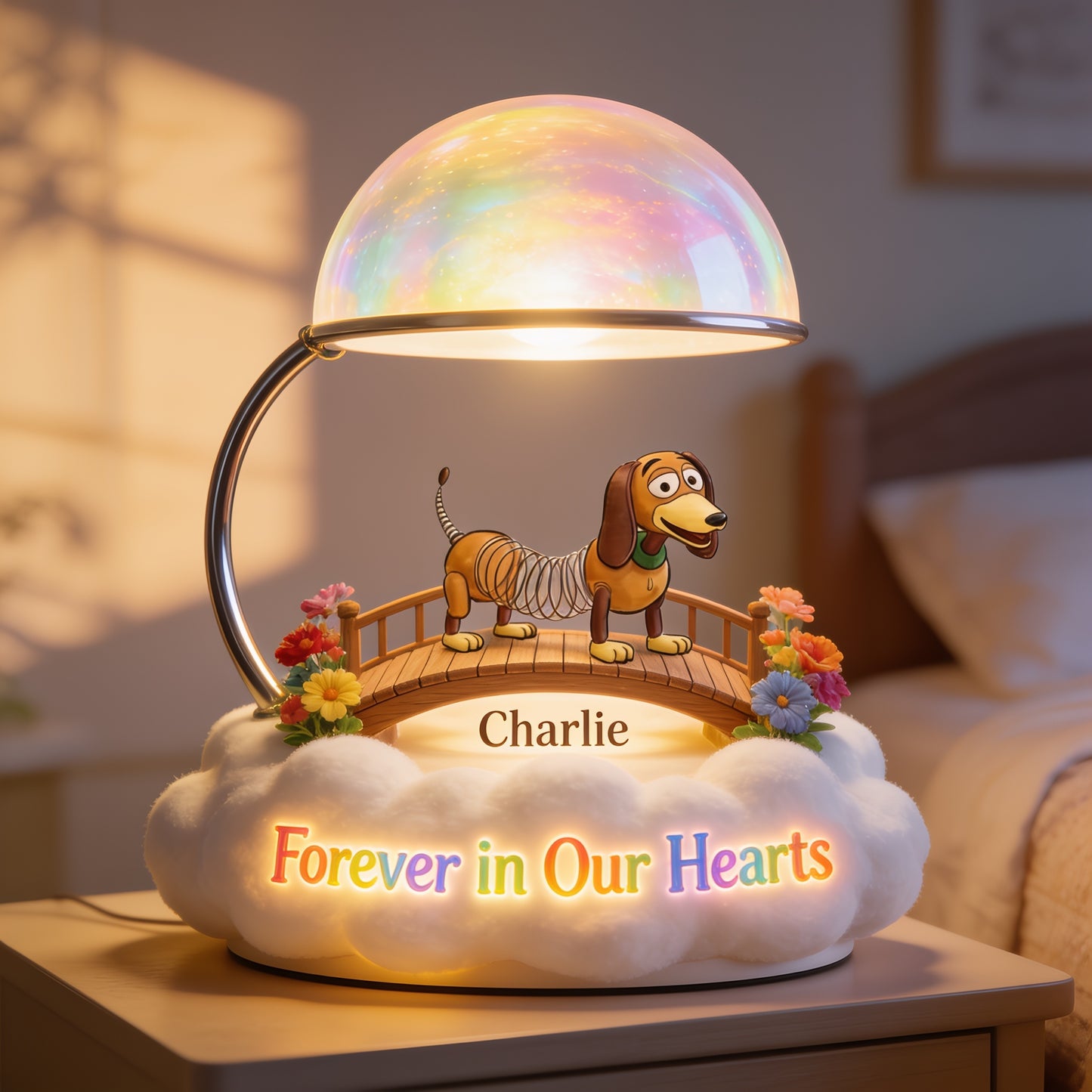 I Crossed The Rainbow Bridge - Personalized Wire-Haired Dachshund Acrylic LED Night Light