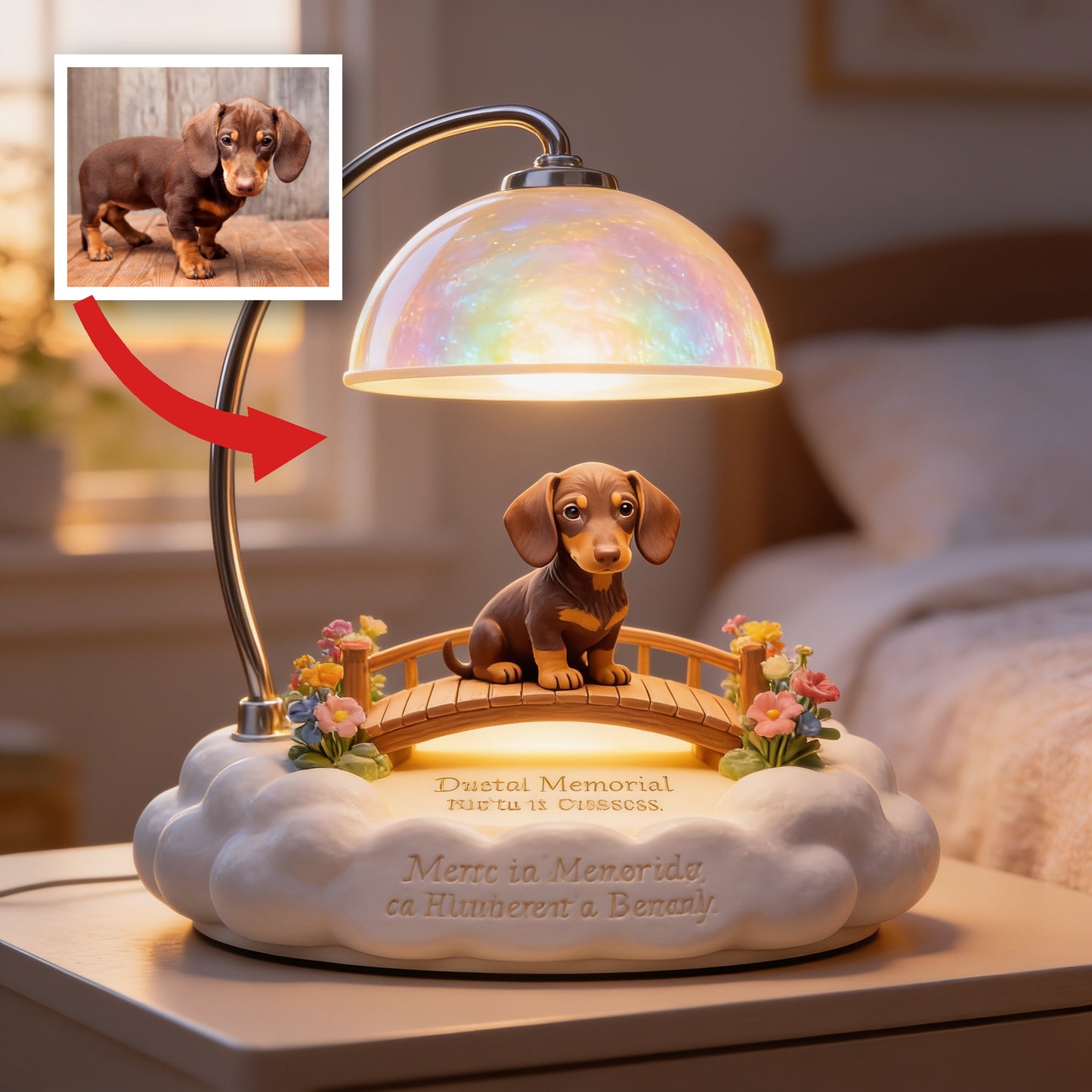 I Crossed The Rainbow Bridge - Personalized Miniature Dachshund Acrylic LED Night Light