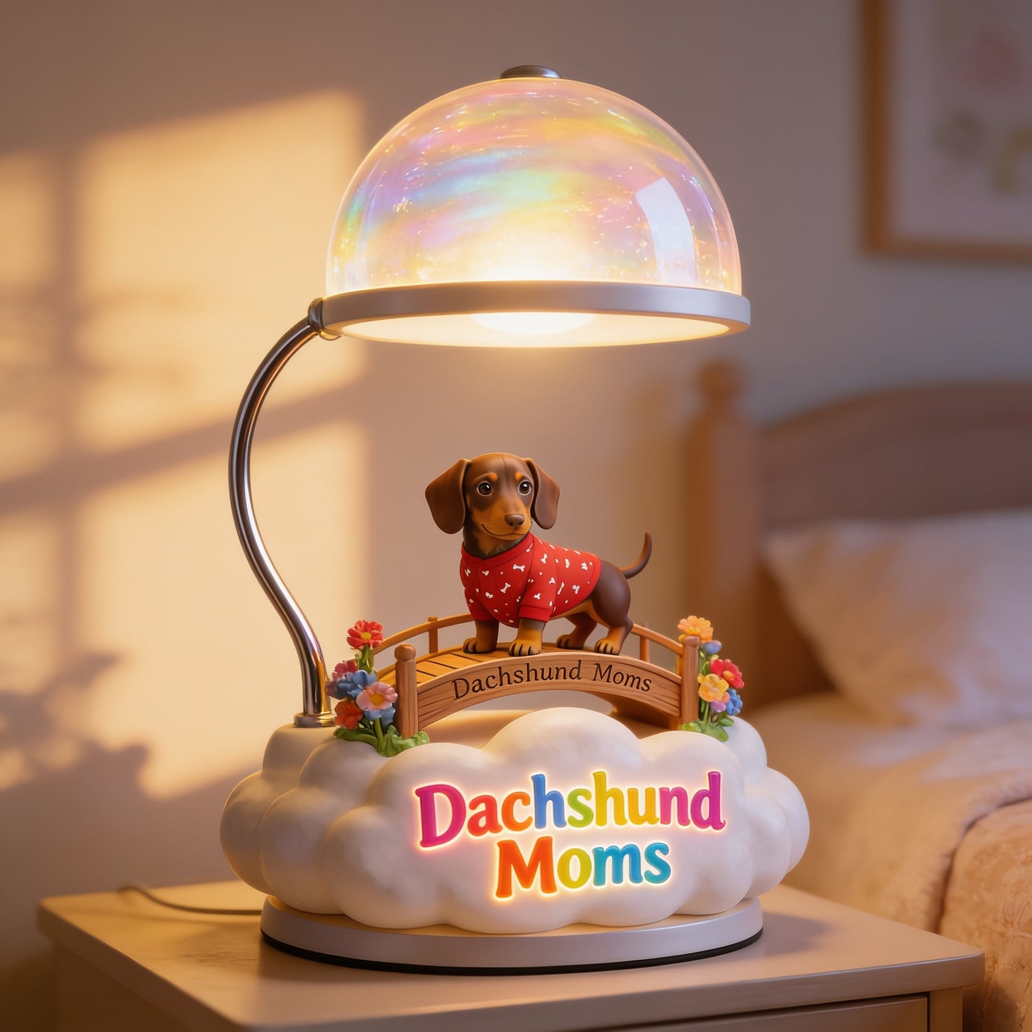 I Crossed The Rainbow Bridge - Personalized Small Dapple Dachshund Acrylic LED Night Light