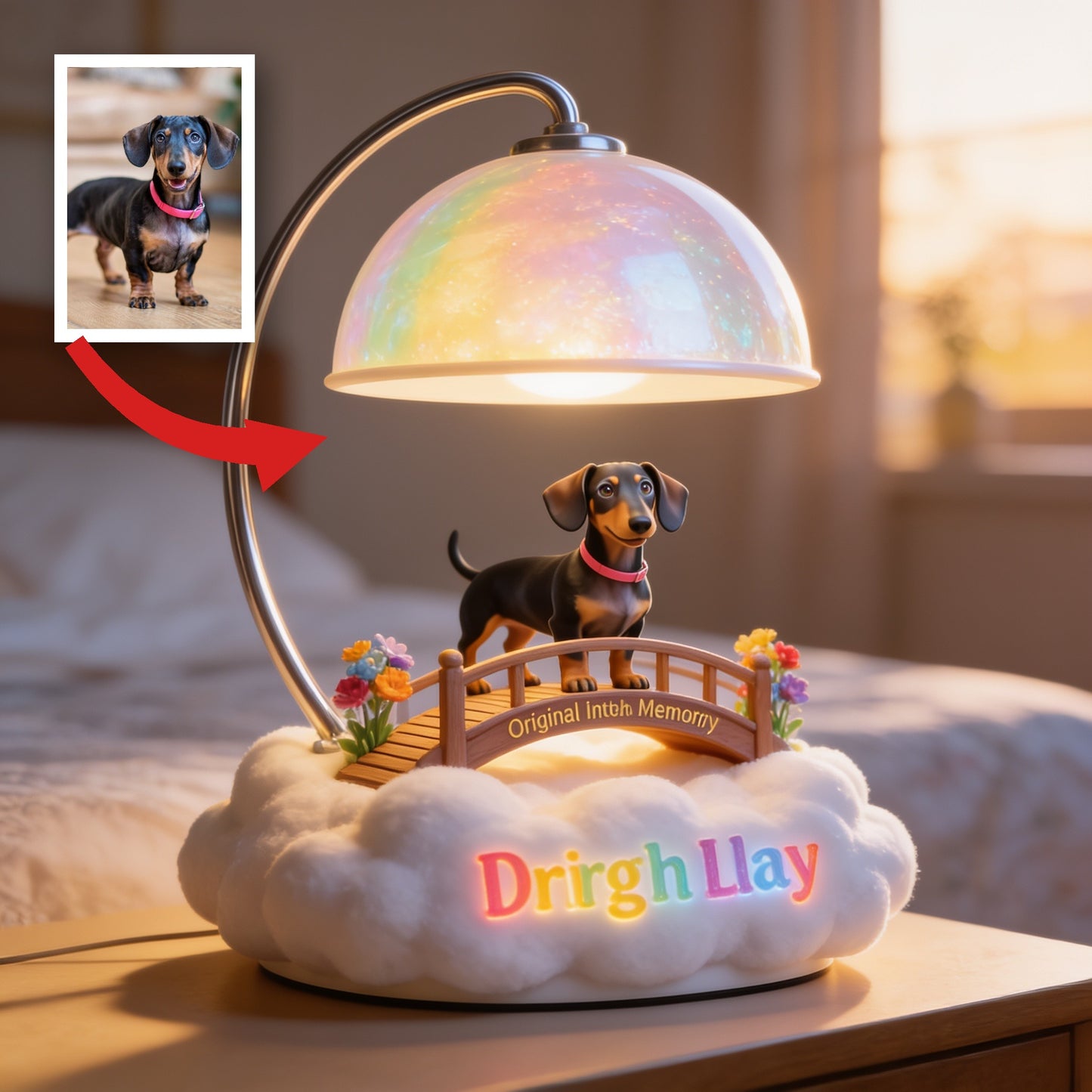 I Crossed The Rainbow Bridge - Personalized Short-Haired Dachshund Acrylic LED Night Light