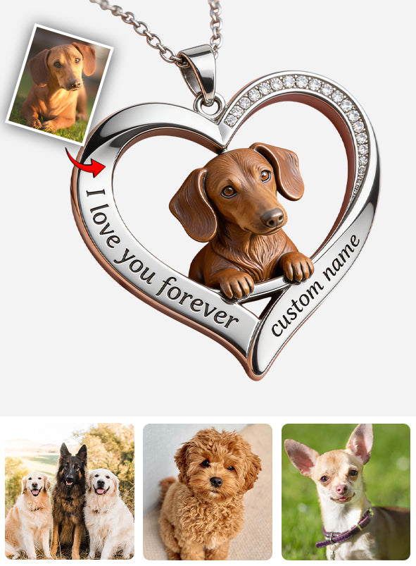 Custom From Any Photo - Personalized Fluffy Golden Retriever Shaped Metal Pendant Necklace